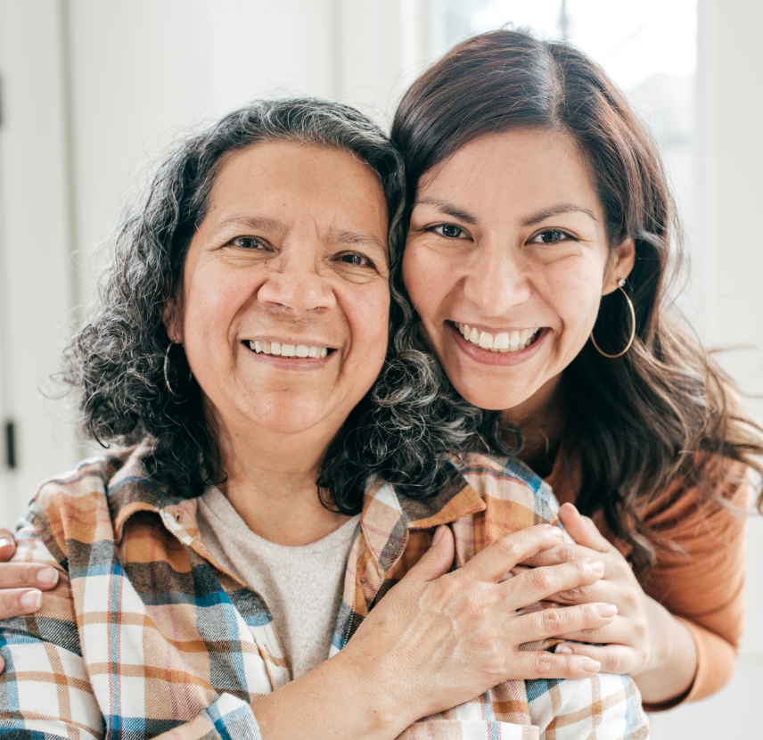 Adult Woman smiles with mother